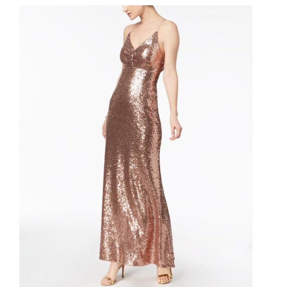NW Nightway  Sequin Rose Gold Gown Dress Size 6